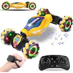 Gesture RC Car - Gesture Sensing RC Stunt Car Toys for Boys Girls Aged 6-12, 2.4GHz 4WD Hand-Controlled Remote Control Twist Car with Lights Music - Best Birthday Gifts for Kids