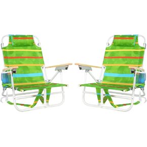 Backpack Beach Chairs for Adults Capacity 300 LBS Low 5 Position Beach Chair with Pouch Straps Folding Lightweight Reclining Aluminum Wide Lay Flat Single