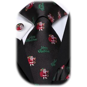 Hi-Tie Christmas Ties for Men Xmas Silk Necktie Pocket Square Cufflinks Set Festival Party Prom in Kuwait