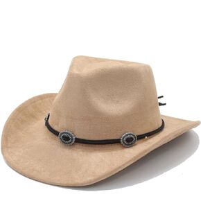 LIDHAY Cowboy Hat for Women and Men Felt Wide Brim Suede Cowboy Cowgirl Hats Felt Cattleman Western Hats