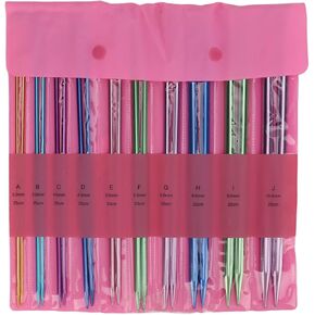 Chazcool Knitting Needles Set, 25cm Aluminum Knitting Accessories, Single Pointed Colored Ultra Light Knitting Accessories 3mm-10mm