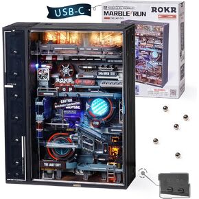 ROKR 3D Puzzles Building Toy Sets Marble Run Model Kits for Adults, 130pcs Brain Teaser STEM Kit for Kids, DIY Hobbies for Men Women, Boys and Girls (Parallel World MR01S)
