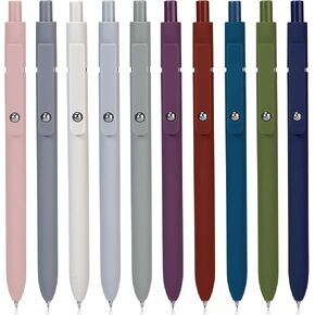 10Pcs Quick Dry Ink Pens,Retractable Gel Ink Pens,Fine Point Rolling Ball Gel Pen,Premium Smooth Writing Pens,0.5mm Cute Kawaii Pens for School Home Office Diary,Assorted Vintage Colors,Black Refill