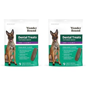 Amazon Brand - Wonder Bound Dog Dental Treats for Large Dogs (Over 50 lbs), Real Chicken Flavor, Nubbed Texture for Plaque & Tartar Control, Freshens Breath While Chewing, 26 Count