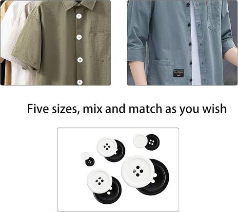Lilaly 100 pcs Buttons for Crafts Buttons, Button DIY Buttons, Mixed Sewing Buttons, 5 Sizes of White Round Mixed Buttons Suitable for for Crafts, Coats, Shirts, Pants, Shorts and More (White) in Saudi Arabia