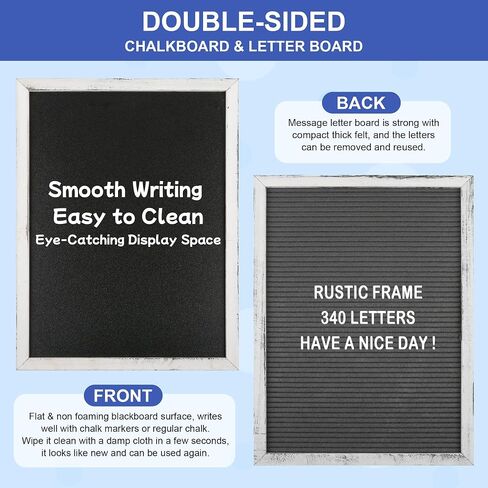 12" x 16" Double Sided Chalk Board with Stand, Felt Letter Board Sign Wooden Frame Chalkboard Easel Food Menu Message Word Announcement Board, Blackboard for Cafe Wedding Party Shop Restaurants in Saudi Arabia