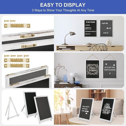 12" x 16" Double Sided Chalk Board with Stand, Felt Letter Board Sign Wooden Frame Chalkboard Easel Food Menu Message Word Announcement Board, Blackboard for Cafe Wedding Party Shop Restaurants in Saudi Arabia