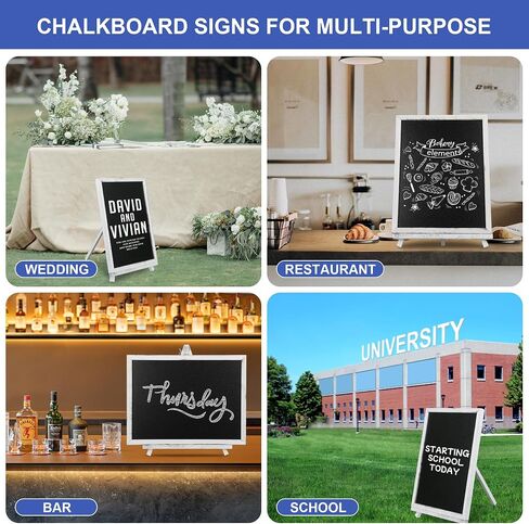 12" x 16" Double Sided Chalk Board with Stand, Felt Letter Board Sign Wooden Frame Chalkboard Easel Food Menu Message Word Announcement Board, Blackboard for Cafe Wedding Party Shop Restaurants in Saudi Arabia