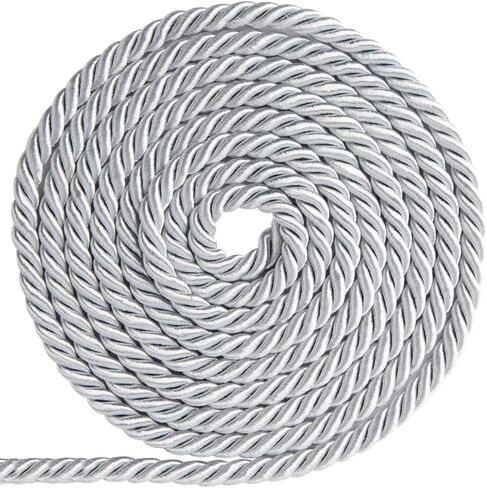 GORGECRAFT 20 Yards Trim Cord 8mm/0.31" Polyester Twist Lip Twine Decorative Braided Rope Thread String Ribbon for Home Decor Curtain Tieback Upholstery Accessories Sewing Crafts Silver in Saudi Arabia