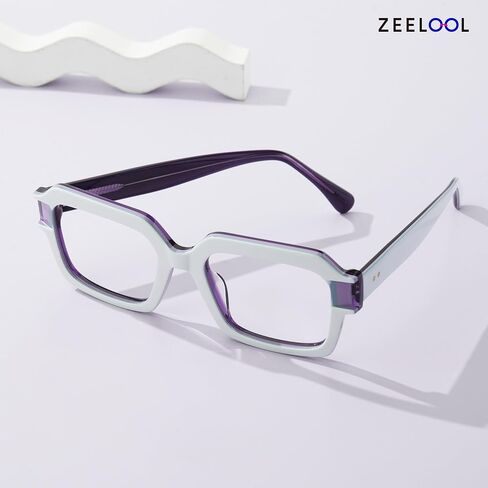 Zeelool Square Blue Light Blocking Glasses for Men, Glasses Frames Eyewear with Clear Lenses & Spring Hinges ZJGA914355 in Saudi Arabia