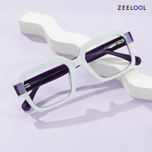 Zeelool Square Blue Light Blocking Glasses for Men, Glasses Frames Eyewear with Clear Lenses & Spring Hinges ZJGA914355 in Saudi Arabia
