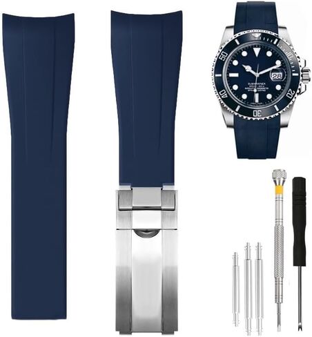 Rubber Silicone Curved Lug Watch band Strap 20mm Compatible with Rolex Watch - for Rolex Watch Bands in Saudi Arabia