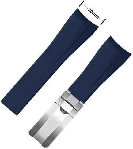 Rubber Silicone Curved Lug Watch band Strap 20mm Compatible with Rolex Watch - for Rolex Watch Bands in Saudi Arabia