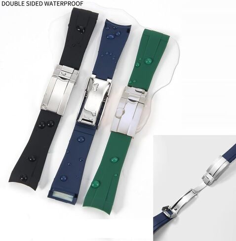 Rubber Silicone Curved Lug Watch band Strap 20mm Compatible with Rolex Watch - for Rolex Watch Bands in Saudi Arabia