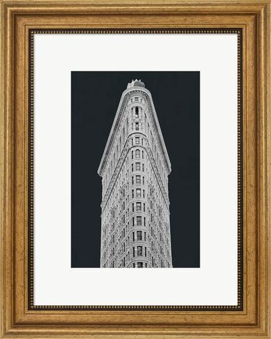 Flatiron Building on Black by Wild Apple Portfolio Laminated Art Print, 19 x 28 inches in Saudi Arabia