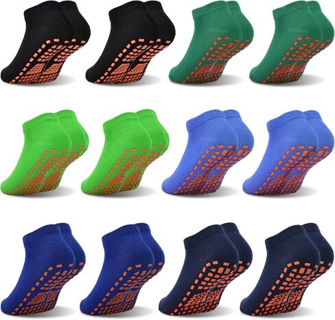 Tphon Kids Anti-Slip Trampoline Socks for Boys and Girls Ankle Sticky Socks Premium Comfort for 2-9 Years Kids 9/12 Pairs in Saudi Arabia