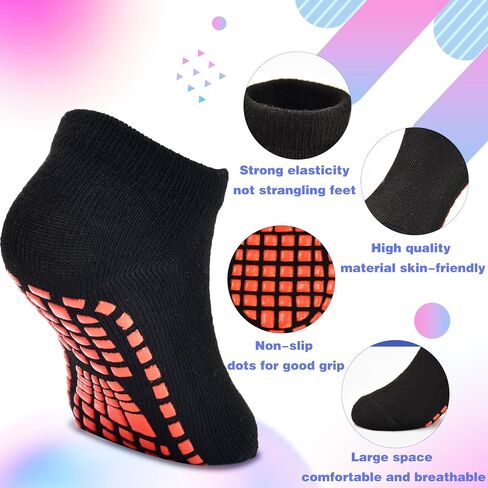 Tphon Kids Anti-Slip Trampoline Socks for Boys and Girls Ankle Sticky Socks Premium Comfort for 2-9 Years Kids 9/12 Pairs in Saudi Arabia
