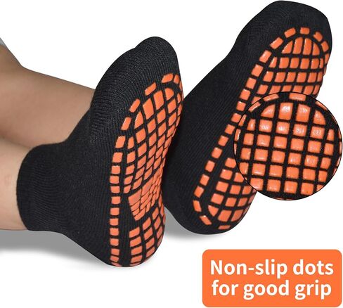 Tphon Kids Anti-Slip Trampoline Socks for Boys and Girls Ankle Sticky Socks Premium Comfort for 2-9 Years Kids 9/12 Pairs in Saudi Arabia