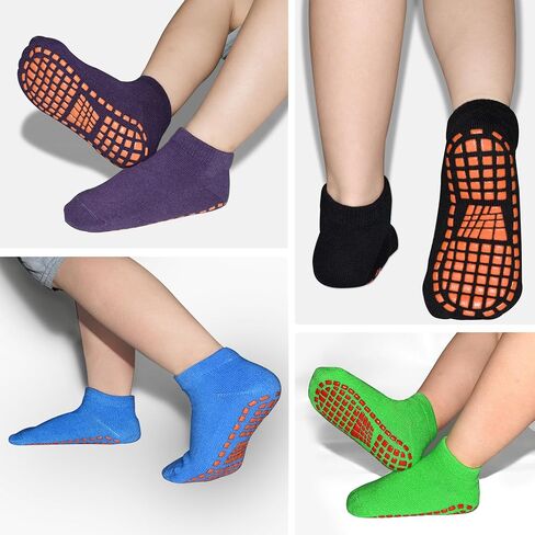 Tphon Kids Anti-Slip Trampoline Socks for Boys and Girls Ankle Sticky Socks Premium Comfort for 2-9 Years Kids 9/12 Pairs in Saudi Arabia