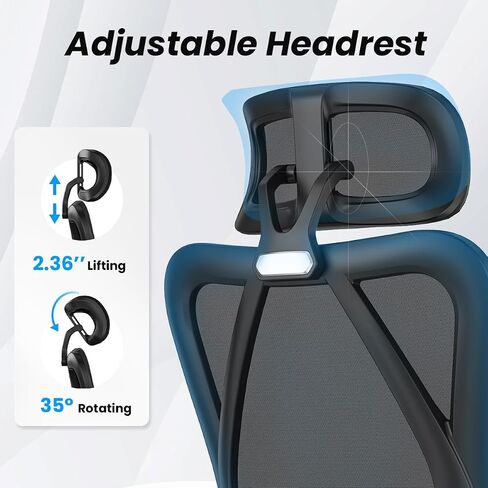 Farini Ergonomic Office Chair with Footrest, Mesh Office Desk Chair with Headrest, High Back Computer Chair with Adjustable Lumbar Support.for Home Office Study Room Bedroom (with footrest, Gray) in Saudi Arabia
