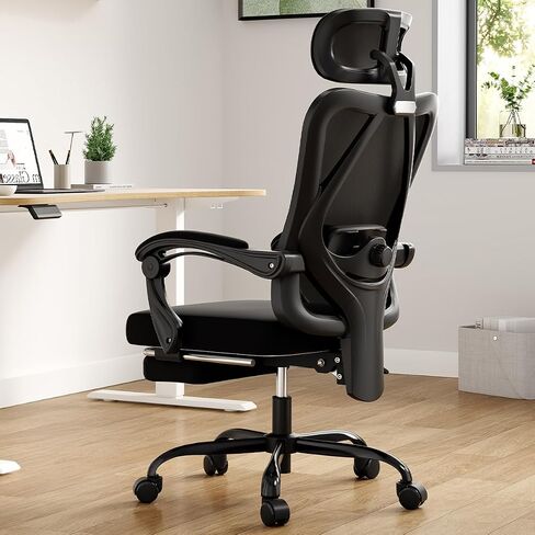 Farini Ergonomic Office Chair with Footrest, Mesh Office Desk Chair with Headrest, High Back Computer Chair with Adjustable Lumbar Support.for Home Office Study Room Bedroom (with footrest, Gray) in Saudi Arabia