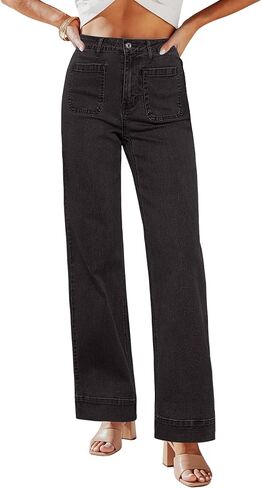 GRAPENT Wide Leg Jeans for Women High Waisted Flare Trendy Stretchy Denim Pants Duo Pockets Trouser Jeans in Kuwait