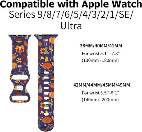 Thanksgiving Watch Band Compatible With Apple Watch 38mm 40mm 41mm 42mm 44mm 45mm 49mm, Wristband Replacement For Iwatch All Series in Saudi Arabia
