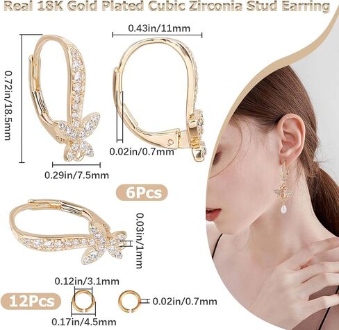 CREATCABIN 120Pcs/Box Leverback French Earring Hooks Earrings Clasps Hoops Interchangeable Dangle Ear Wire Findings Stainless Steel Jump Rings for Jewelry Making DIY Craft Women Silver Gold 16.5x10mm in Saudi Arabia