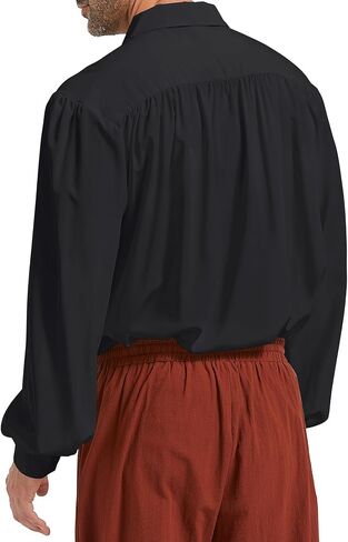 Mens Pirate Ruffle Shirt Renaissance Outfit Medieval Costume Steampunk Vampire Poet Shirts Halloween Tops in Saudi Arabia
