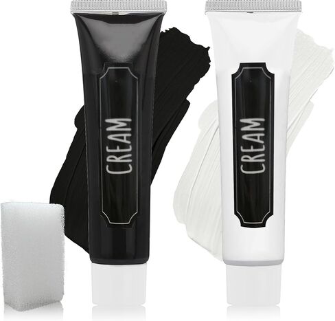 Black White Face Body Paint Set,2 Pcs Professional Halloween Face Painting Kit with Sponge,for Costume Zombie Clown Cosplay Party Festivals Face Paint SFX Halloween Makeup Kit in Kuwait