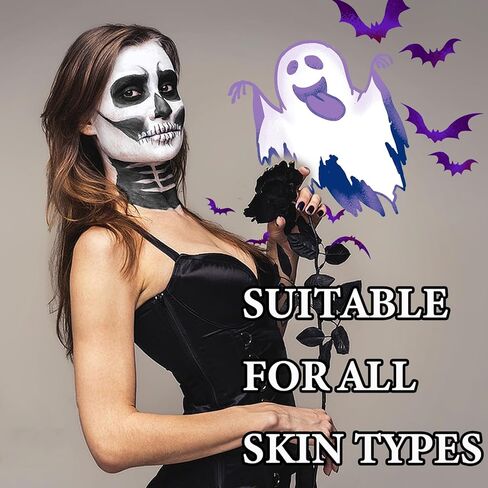 Black White Face Body Paint Set,2 Pcs Professional Halloween Face Painting Kit with Sponge,for Costume Zombie Clown Cosplay Party Festivals Face Paint SFX Halloween Makeup Kit in Kuwait