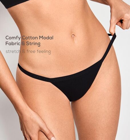 Natrelax Women's Underwear Low Rise String Bikini Cotton Panties Low Rise Tagless Stretch Panty 5 Pack in Saudi Arabia