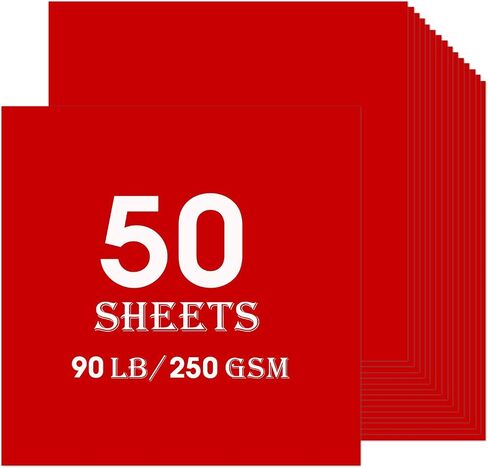 Red Cardstock 50 sheets, 12" x 12" Cardstock Paper Bulk Construction Paper,250GSM Card Stock Printer Paper Scrapbooking Supplies for Diy Crafts Cricut Card Making (Red) in Saudi Arabia