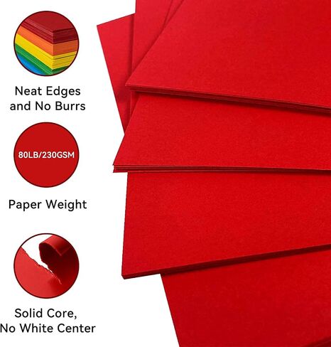 Red Cardstock 50 sheets, 12" x 12" Cardstock Paper Bulk Construction Paper,250GSM Card Stock Printer Paper Scrapbooking Supplies for Diy Crafts Cricut Card Making (Red) in Saudi Arabia