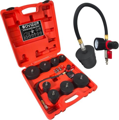 Turbo System Leakage Tester Kit, 12 Pcs Turbocharger Turbo Boost Leak Tester Set with 4 Pairs of Stepped Adapters 1-3/8" to 3-1/2", Turbo Pressure Cooling System Detector for Most Vehicles in Kuwait