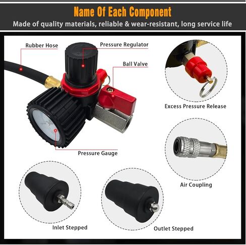 Turbo System Leakage Tester Kit, 12 Pcs Turbocharger Turbo Boost Leak Tester Set with 4 Pairs of Stepped Adapters 1-3/8" to 3-1/2", Turbo Pressure Cooling System Detector for Most Vehicles in Kuwait