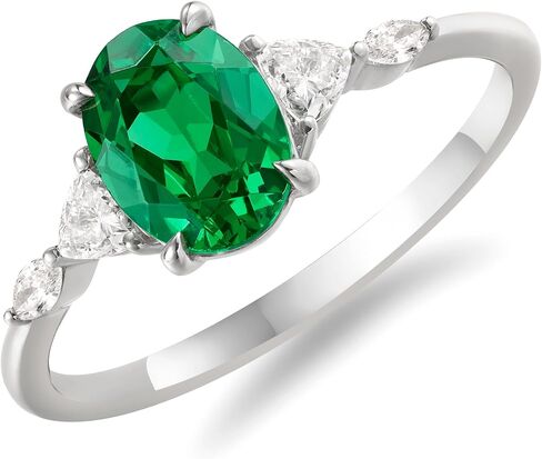 14K 18K Gold Emerald Rings for Women, 1 1/2 CT Oval Cut Birthstone Promise Anniversary Gold Vermeil/925 Sterling Silver Plated Ring, Gift for Wife Mom Girlfriend Her Size 5 to 12 in Saudi Arabia