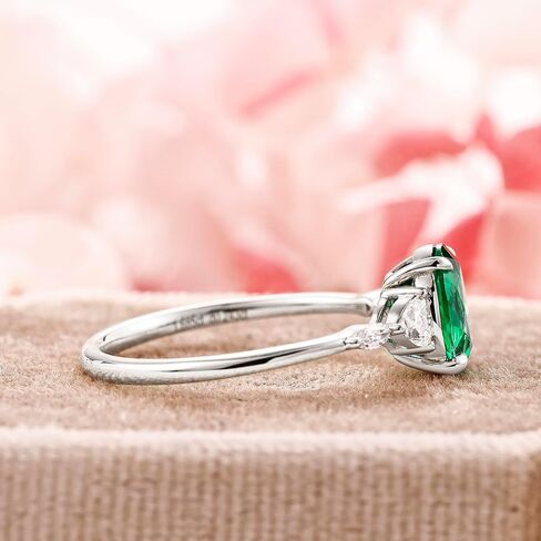 14K 18K Gold Emerald Rings for Women, 1 1/2 CT Oval Cut Birthstone Promise Anniversary Gold Vermeil/925 Sterling Silver Plated Ring, Gift for Wife Mom Girlfriend Her Size 5 to 12 in Saudi Arabia