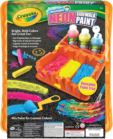 Crayola; Washable Neon Sidewalk Paint; Outdoor Art Tools; 3 Neon Paint Colors, Paint Brush, Roller and 3 Sidewalk Chalk Sticks in Saudi Arabia