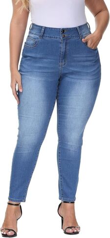 Womens Plus Size Skinny Jeans High Waisted Stretchy Classic Ankle Jean in Kuwait