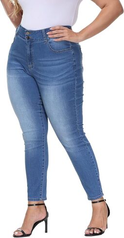 Womens Plus Size Skinny Jeans High Waisted Stretchy Classic Ankle Jean in Kuwait