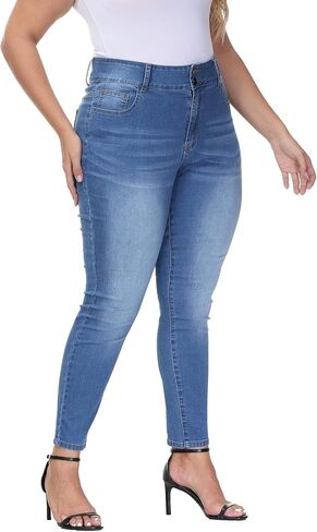 Womens Plus Size Skinny Jeans High Waisted Stretchy Classic Ankle Jean in Kuwait