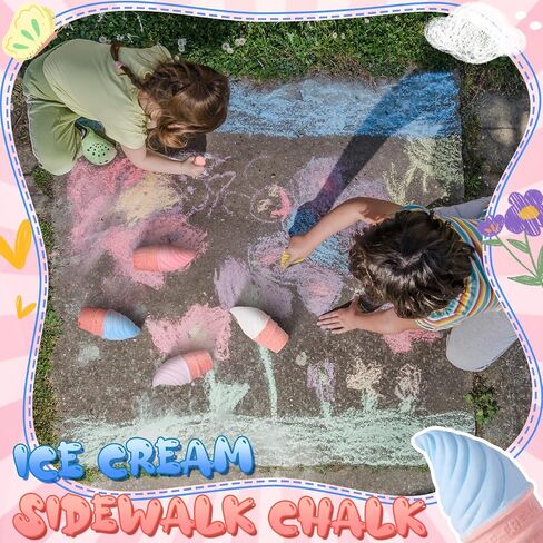 12 قطعة من طباشير الآيس كريم، مجموعة طباشير الرصيف الآيس كريم، قابلة للغسل، طباشير الرصيف، هدايا الحفلات لأعياد الميلاد الصيفية والأنشطة الخارجية والحرف اليدوية والترفيه in Saudi Arabia