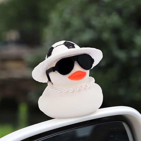 wonuu Pink Cute Car Accessories for Women interior, Rubber Duck, Car Decor Dashboard Decorations Rubber Ducky Pearl Neacklace Car Ducks Rubber Duckies, BG-whiteduck-footballhat-pearl in Saudi Arabia