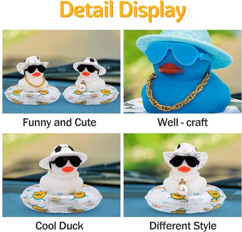 wonuu Pink Cute Car Accessories for Women interior, Rubber Duck, Car Decor Dashboard Decorations Rubber Ducky Pearl Neacklace Car Ducks Rubber Duckies, BG-whiteduck-footballhat-pearl in Saudi Arabia