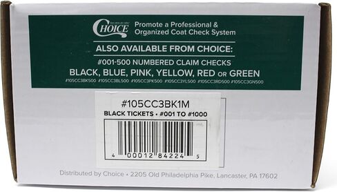 Coat Check Tickets - Black | 3 Part Claim Checks | 1000 Count in Saudi Arabia
