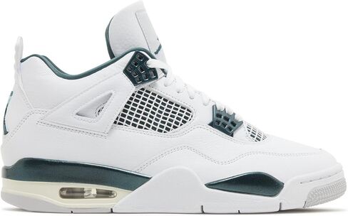 Nike Air Jordan 4 Retro Mens Sneaker, White/Oxidized Green/White/Neutral Grey, Size 5 in Saudi Arabia