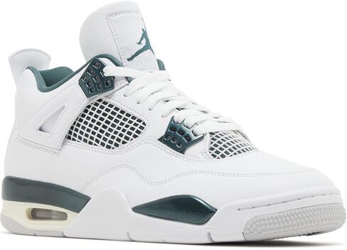 Nike Air Jordan 4 Retro Mens Sneaker, White/Oxidized Green/White/Neutral Grey, Size 5 in Saudi Arabia