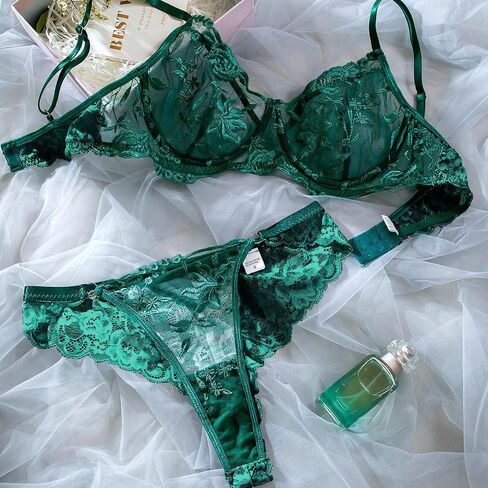 Cute Lingerie Sets for Women Sexy Matching See Through Bra and Pantsy Flowers Embroidery Push up Mesh Underwear 2pcs in Saudi Arabia