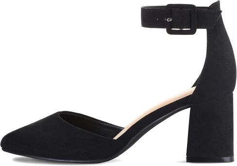 mysoft Women's Pointed Toe Low Chunky Heels Closed Toe Ankle Strap Dress Pump Shoes - Available in Wide Sizes in Saudi Arabia